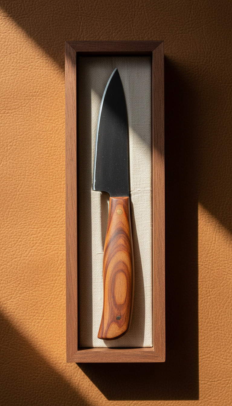 Collector’s Damascus Folding Knife with Burl Handle