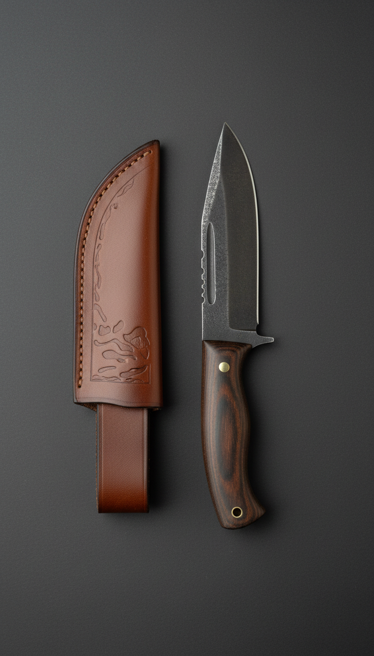 High-Carbon Utility Knife With Leather Sheath